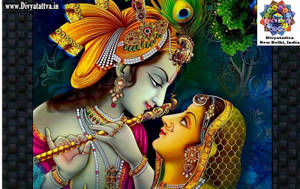 Majestic Portrait Of Lord Krishna Wallpaper