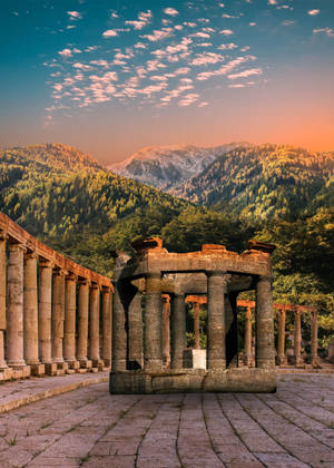 Majestic Temple At Delphi, Greece Wallpaper