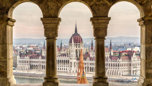 Majestic View Of The Hungarian Parliament Building, Budapest Wallpaper