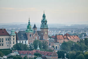 Majestic Wawel Cathedral Tower In Poland Wallpaper