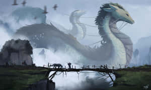 Majestic White Dragons Wallpaper