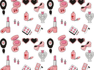 Makeup Cute Glam Kit Pattern Wallpaper