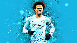 Man City's Leroy Sane Makes An Artistic Play For The Ball. Wallpaper