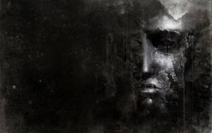 Man Face Against Dark Screen Wallpaper