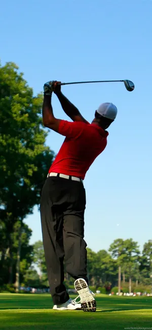 Man In Red Golf Iphone Wallpaper