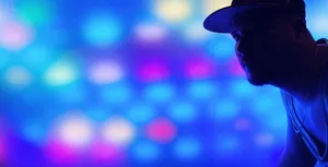 Man With Cap Neon Purple Iphone Wallpaper