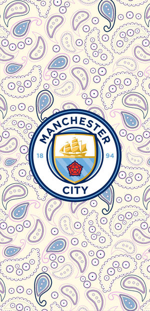 Manchester City Logo On Vibrant Paisley Background Wallpaper