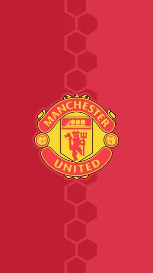 Manchester United Logo With Red Hexagons Wallpaper