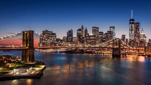 Manhattan-brooklyn Bridge Illuminate Wallpaper