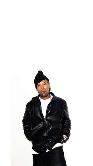 Manin Black Leather Jacketand Beanie Wallpaper