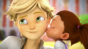 Manon Kissing Adrien Agreste Wallpaper