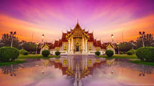 Marble_ Temple_ Bangkok_ Sunset_ Reflection Wallpaper