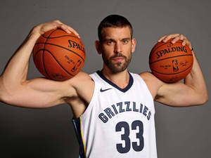 Marc Gasol With Spalding Balls Wallpaper