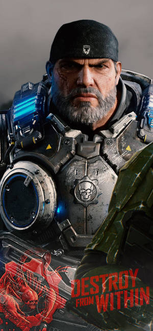 Marcus Fenix Looking Prepared Gears 5 Iphone Wallpaper