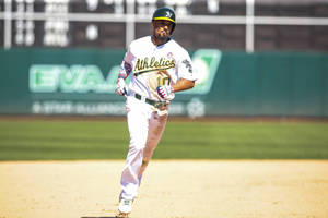 Marcus Semien White Uniform Running Wallpaper