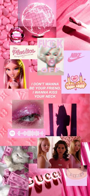 Marilyn Monroe Pink Baddie Collage Wallpaper