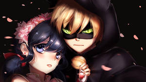 Marinette With Cat Noir Wallpaper