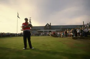 Mark Calcavecchia With His Championship Trophy Wallpaper