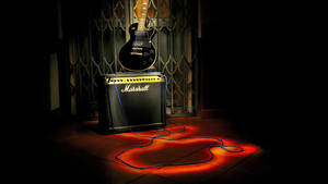 Marshall Amplifier And Guitar Digital Wallpaper