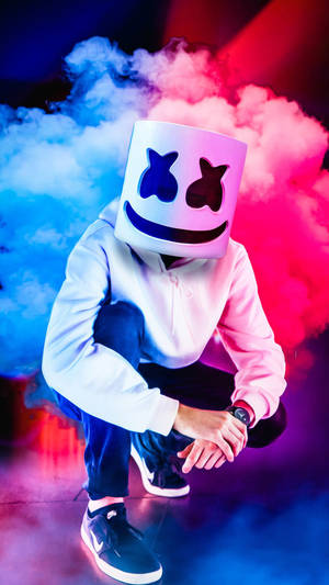 Marshmallow Dj Blue And Red Smoke Wallpaper