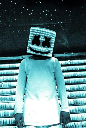 Marshmallow Dj Monochrome Blue Outfit Wallpaper