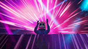 Marshmallow Dj On Pink Neon Stage Wallpaper