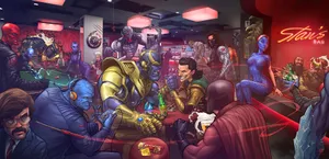 Marvel Villains Stan's Bar Wallpaper