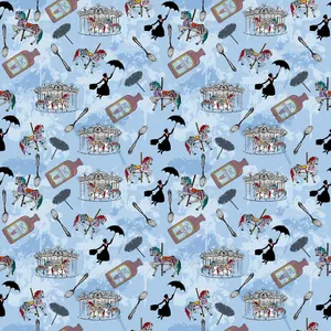 Mary Poppins Soaring With Her Umbrella Wallpaper
