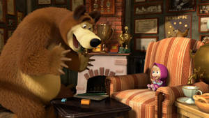 Masha And The Bear Enjoying A Day In A Cosy House Wallpaper