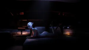 Mass Effect Liara On Bed Wallpaper