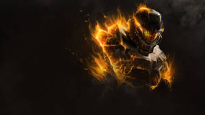 Master Chief In Fiery Flames Wallpaper
