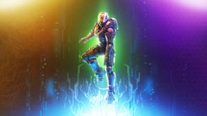 Master Chief Jumping Colorful Background Wallpaper