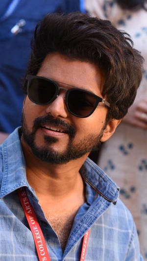 Master Vijay Cool Casual Look Wallpaper