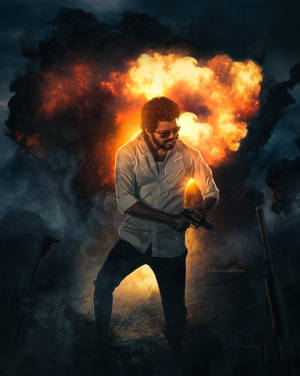 Master Vijay Hd Explosion Scene Wallpaper