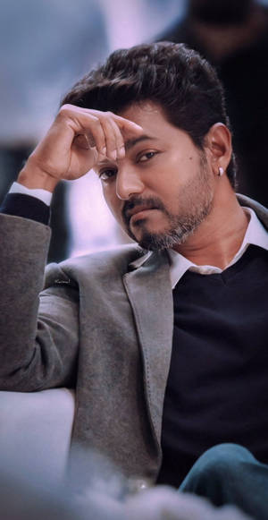 Master Vijay In Gray Suit Wallpaper