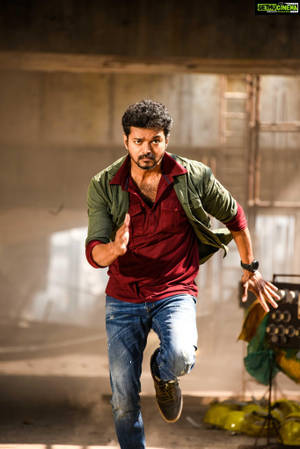 Master Vijay Running Scene Wallpaper