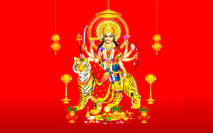 Mata Rani Red Background Wallpaper