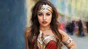 Mature Woman In A Wonder Woman Costume Wallpaper