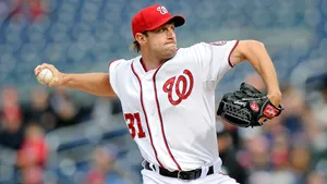 Max Scherzer In White Uniform Wallpaper