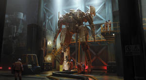 Mech Maintenance Sci-fi Robot Digital Art Wallpaper