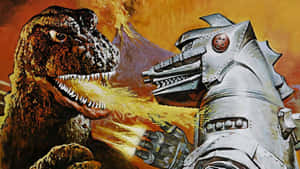 Mechagodzilla Roaring In The City Wallpaper