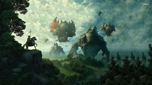 Medieval Robot In Forest Wallpaper