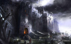 Medieval Templars Fortress Night Wallpaper