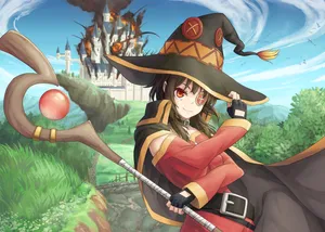 Megumin Magic Wand Konosuba Wallpaper