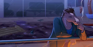 Melancholic Bojack Horseman Artwork Wallpaper