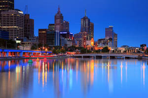 Melbourne City Lake At Dusk Wallpaper