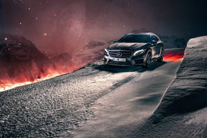 Mercedes Benz Flaming Mountain Suv Wallpaper