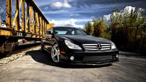 Mercedes Benz W219 Black Chilly Background Wallpaper