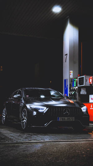 Mercedes In Gas Station Wallpaper