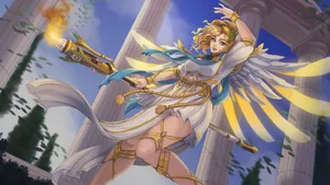 Mercy In Greek Outfit Wallpaper